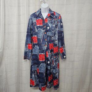 Unbranded Dress Midi Shirt Patchwork Bandana Western Boho L